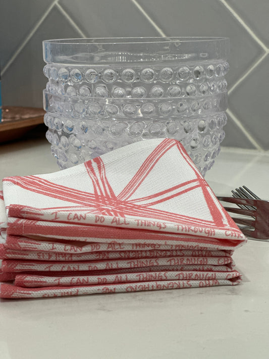 napkins with bible verse fabric
