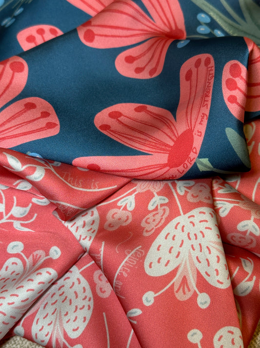 Scarves with scripture in pattern