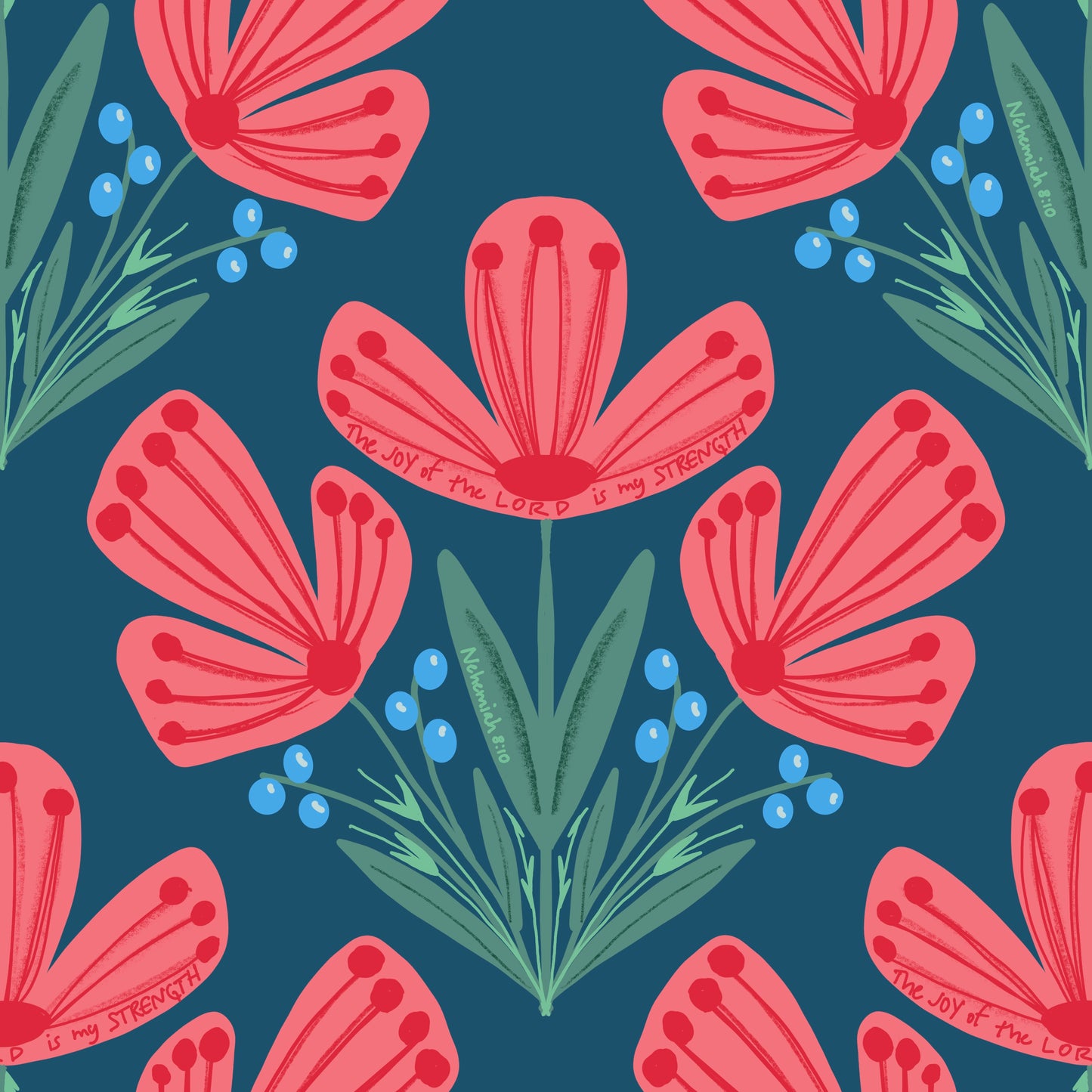 Bible verse fabric; scripture fabric The Joy of the Lord is my Strength Nehemiah 8:10