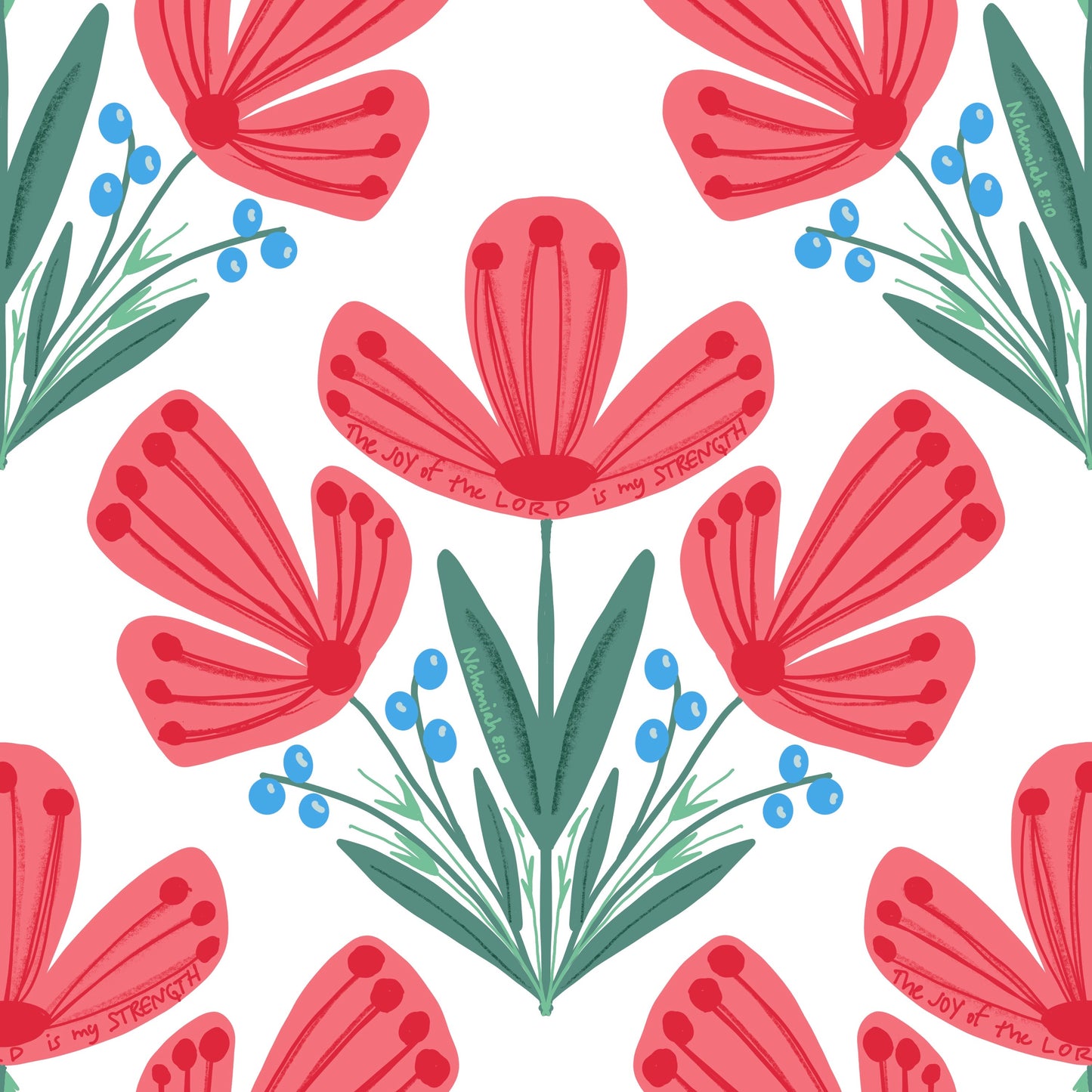 Bible verse fabric; scripture fabric The Joy of the Lord is my Strength Nehemiah 8:10