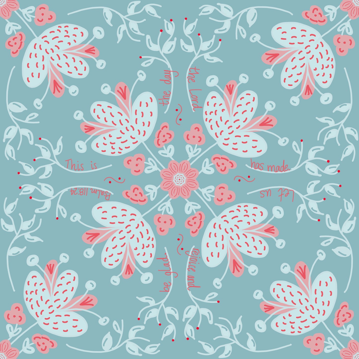 Bible verse fabric; scripture fabric; This is the day the Lord has made, I will rejoice and be glad, Psalm 118:24