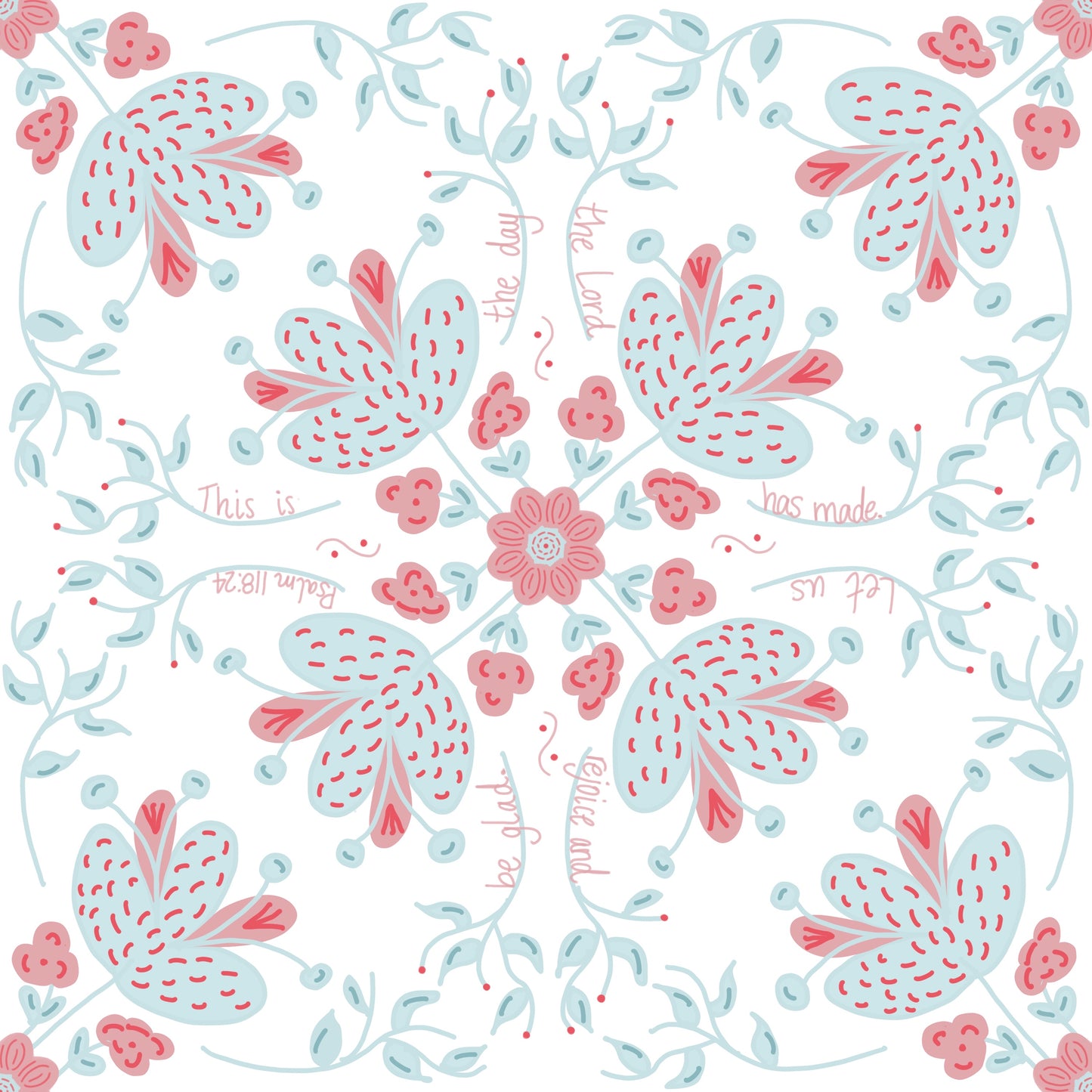 Bible verse fabric; scripture fabric; This is the day the Lord has made, I will rejoice and be glad, Psalm 118:24