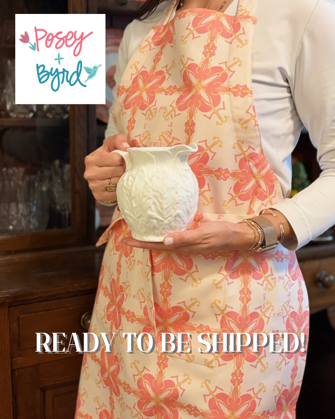 Ready to Ship Willa Apron in Honeysuckle (2 Corinthians 5:7)