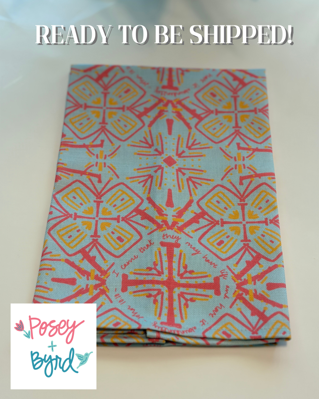 Ready to Ship Florence Tea Towel in Aster (John 10:10)