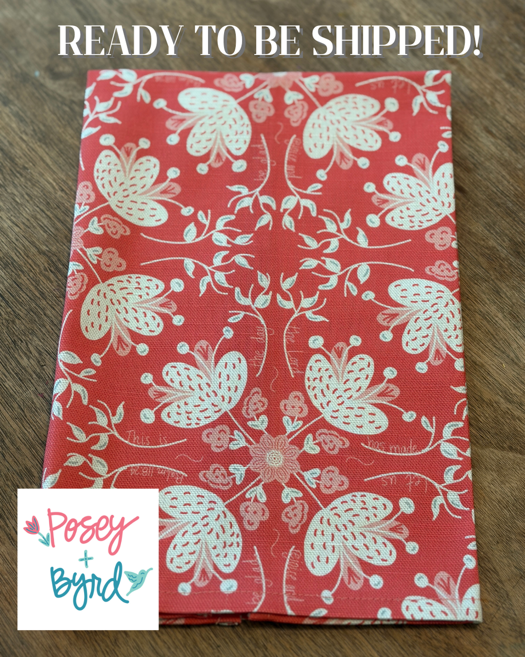 Ready to Ship Etta Tea Towel in Coral (Psalm 118:24)