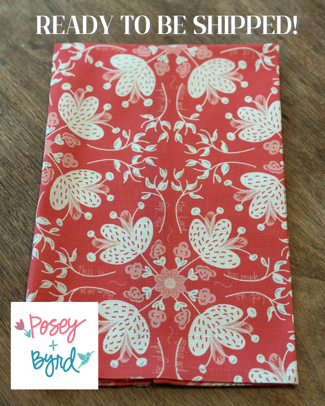 Ready to Ship Etta Tea Towel in Coral (Psalm 118:24)