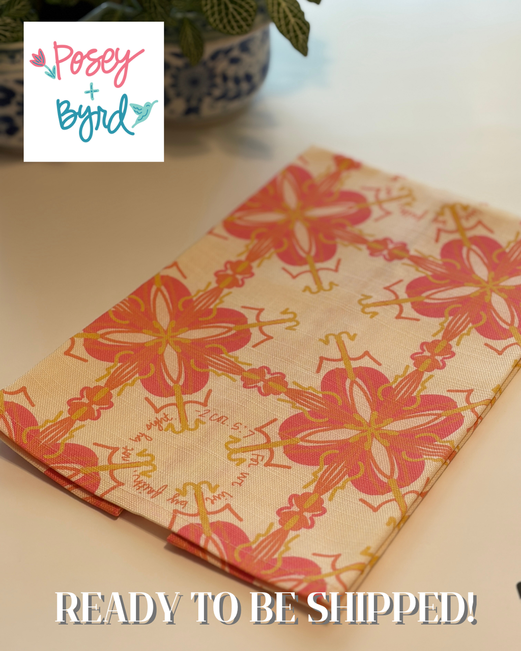 Ready to Ship Willa Tea Towel in Honeysuckle (2 Corinthians 5:7)