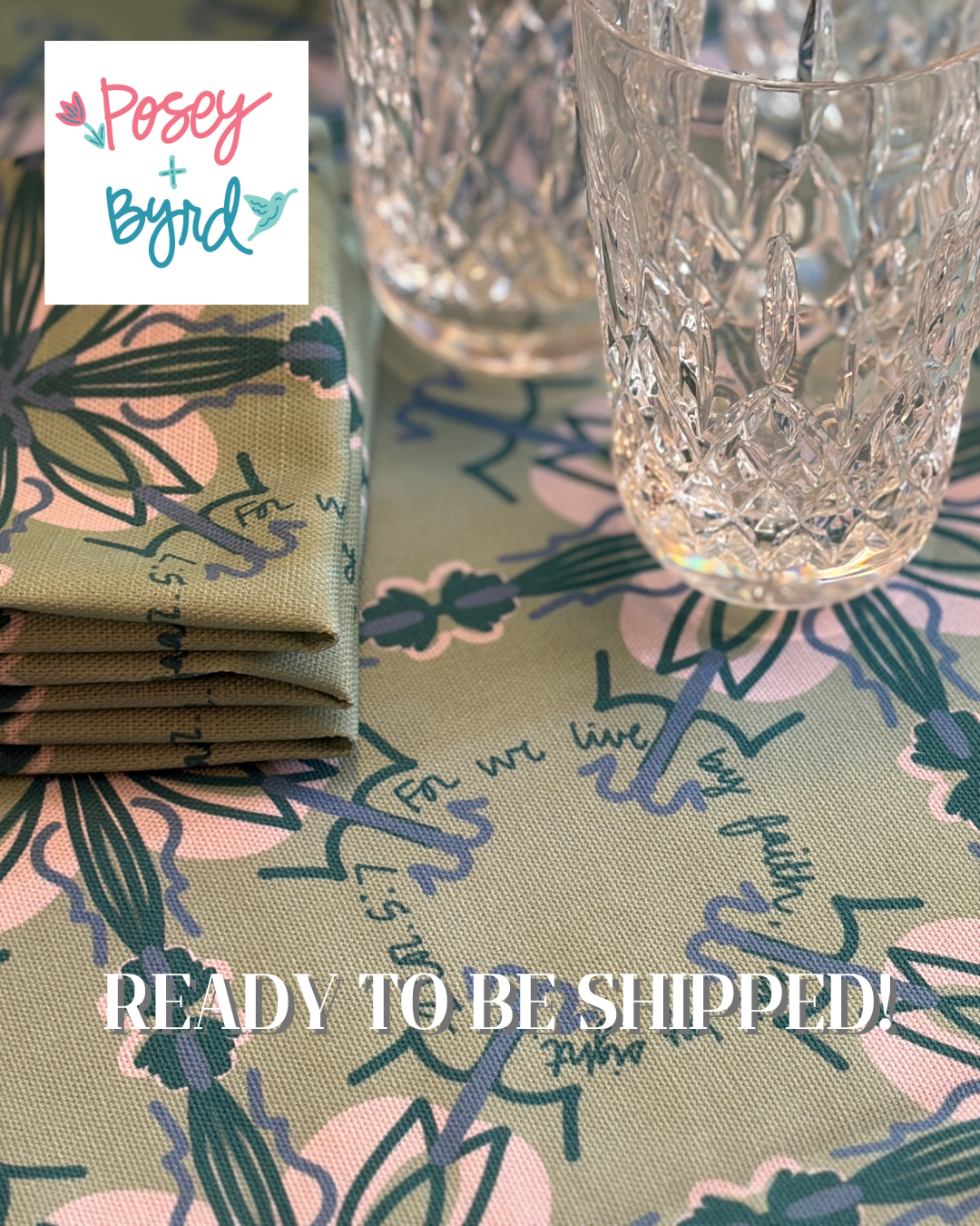 Ready to Ship Willa Appetizer Napkins in Clover NEW! - Set of 4 (2 Corinthians 5:7)
