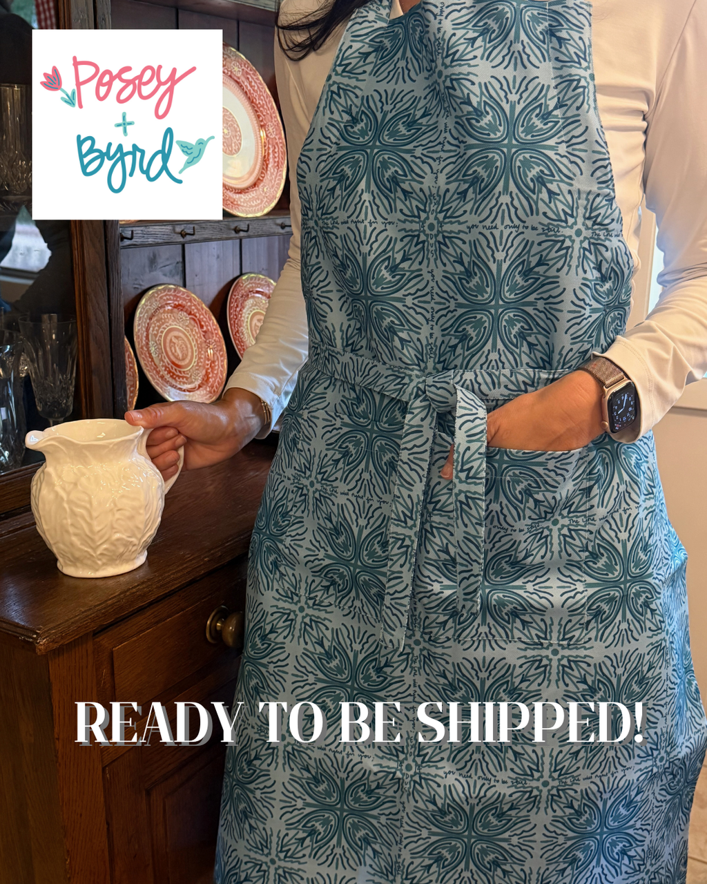 Ready to Ship Betty Apron in Juniper NEW! (Exodus 14:14)