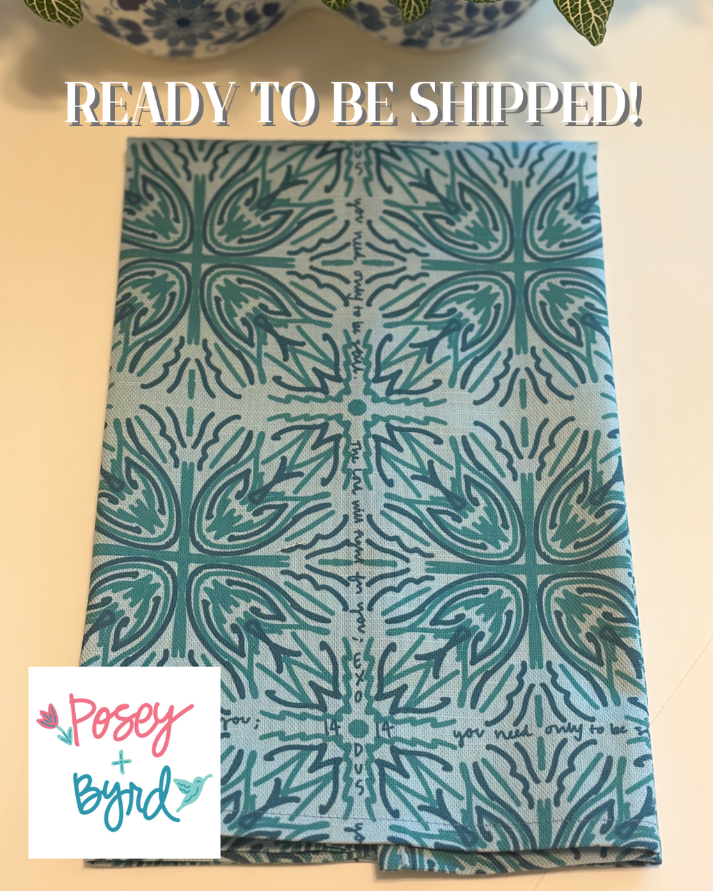 Ready to Ship Betty Tea Towel in Juniper (Exodus 14:14)