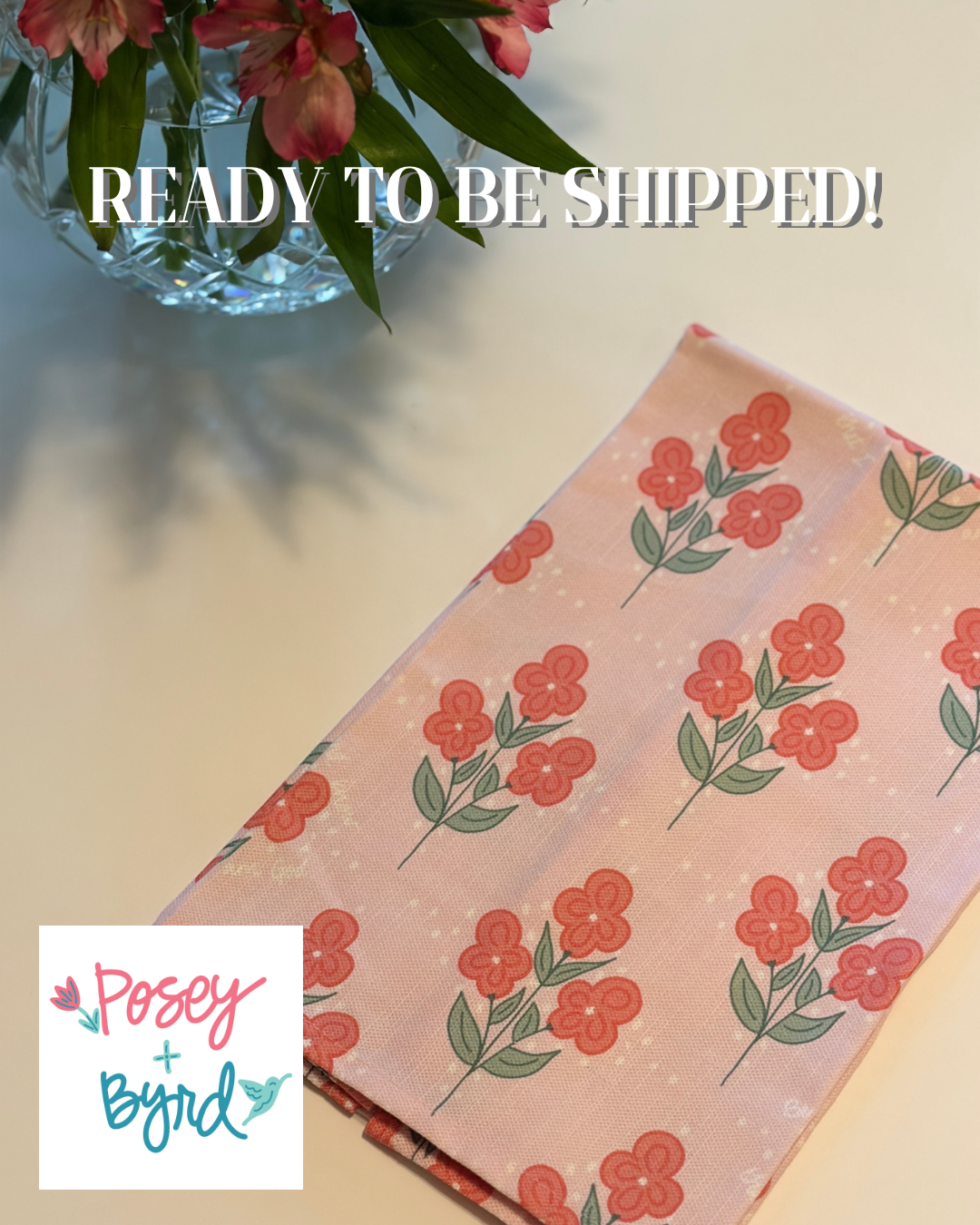 Ready to Ship Elouise Tea Towel in Blush (Psalm 46:10)