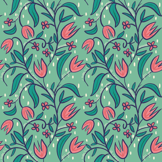 Bible verse fabric; scripture fabric:  Cast all your worries on him because he cares for you. - 1 Peter 5:17