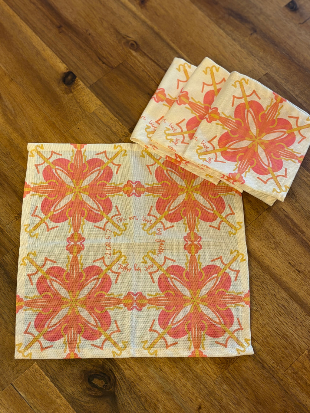 NEW!  Willa Appetizer Napkins- Set of 4 (2 Corinthians 5:7)