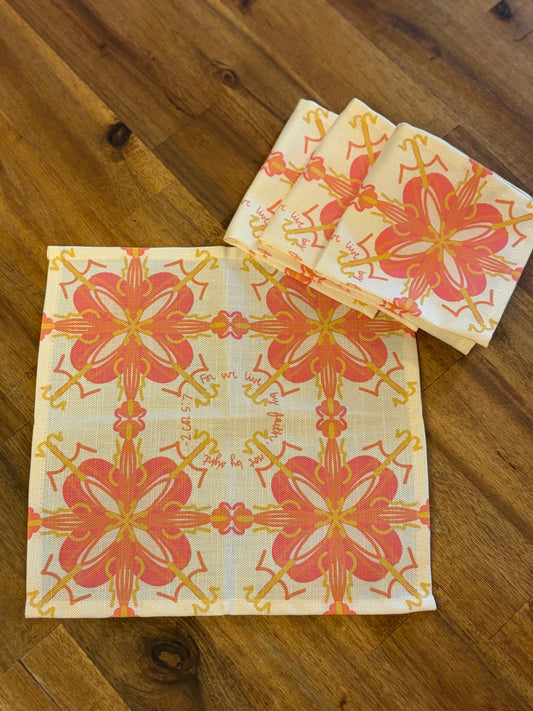 NEW!  Willa Appetizer Napkins- Set of 4 (2 Corinthians 5:7)