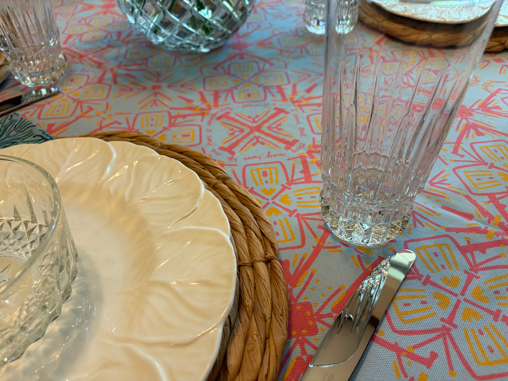 NEW!  Florence Square Tablecloth (John 10:10)