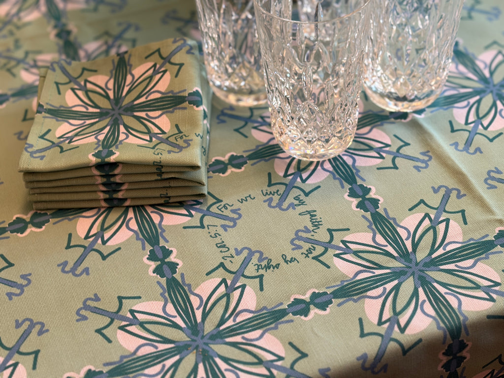 NEW!  Willa Rectangular Tablecloth (2 Corinthians 5:7)