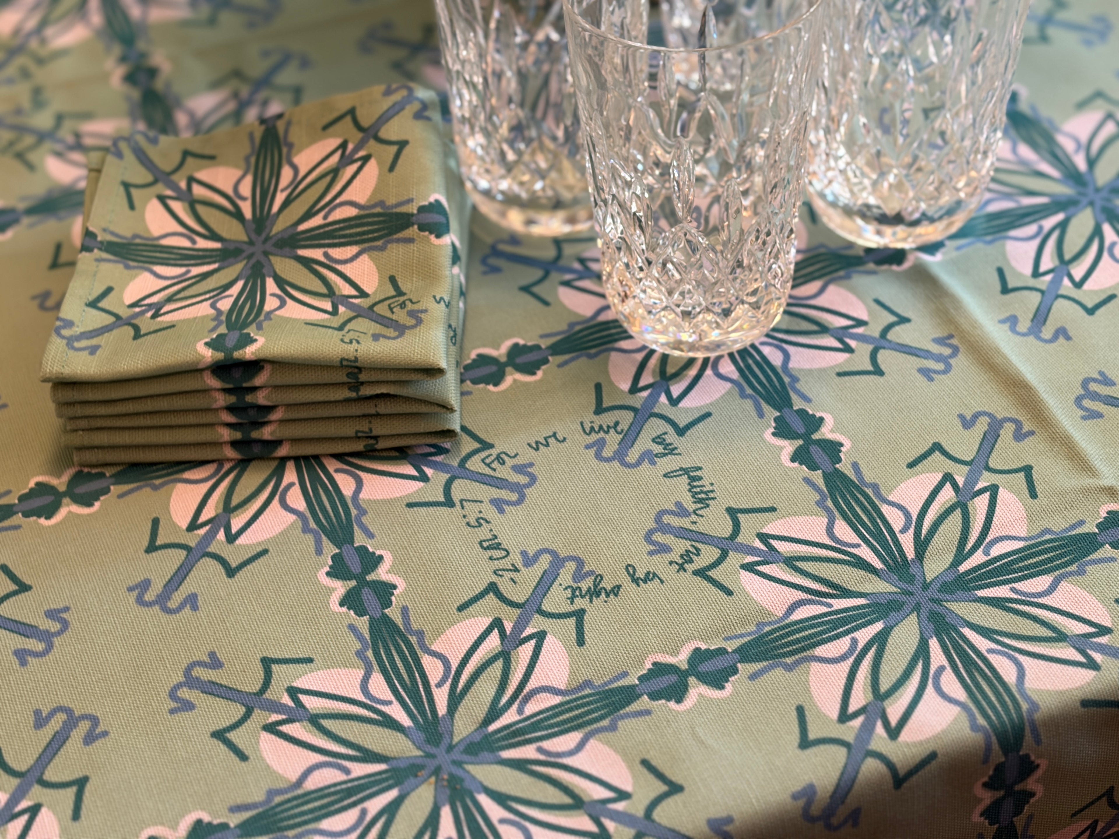 NEW!  Willa Rectangular Tablecloth (2 Corinthians 5:7)