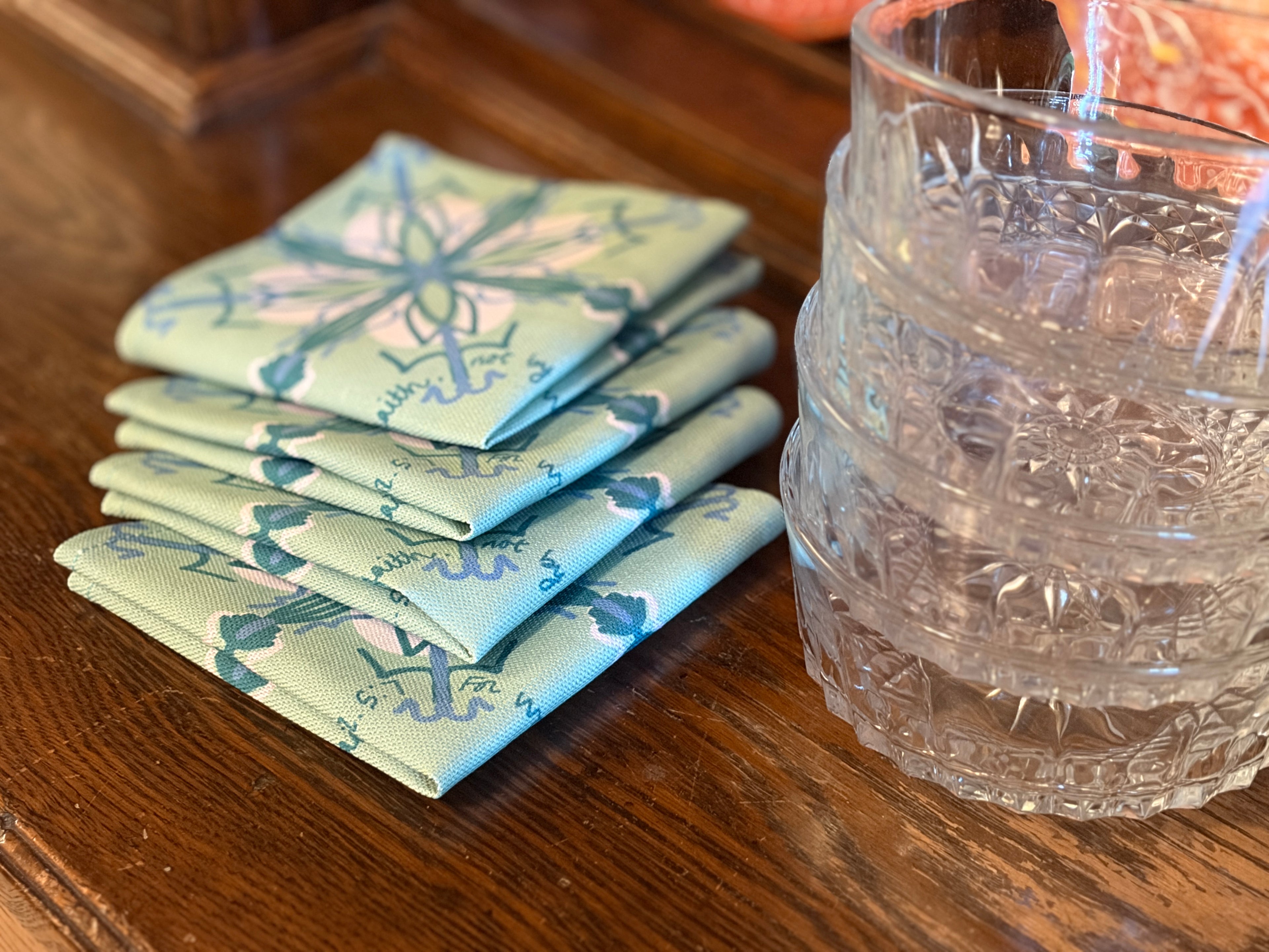 NEW!  Willa Appetizer Napkins- Set of 4 (2 Corinthians 5:7)