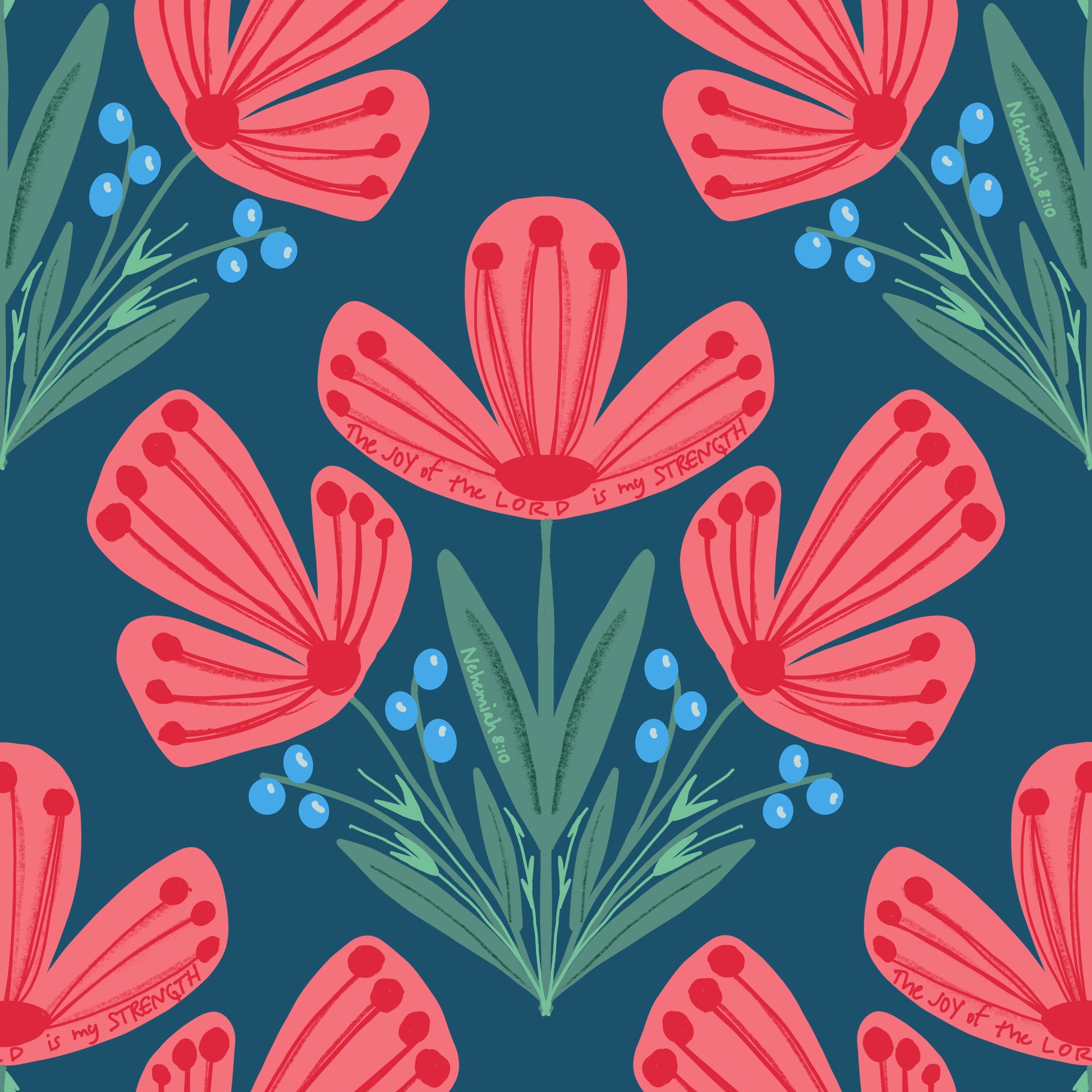 Bible verse fabric; scripture fabric The Joy of the Lord is my Strength Nehemiah 8:10