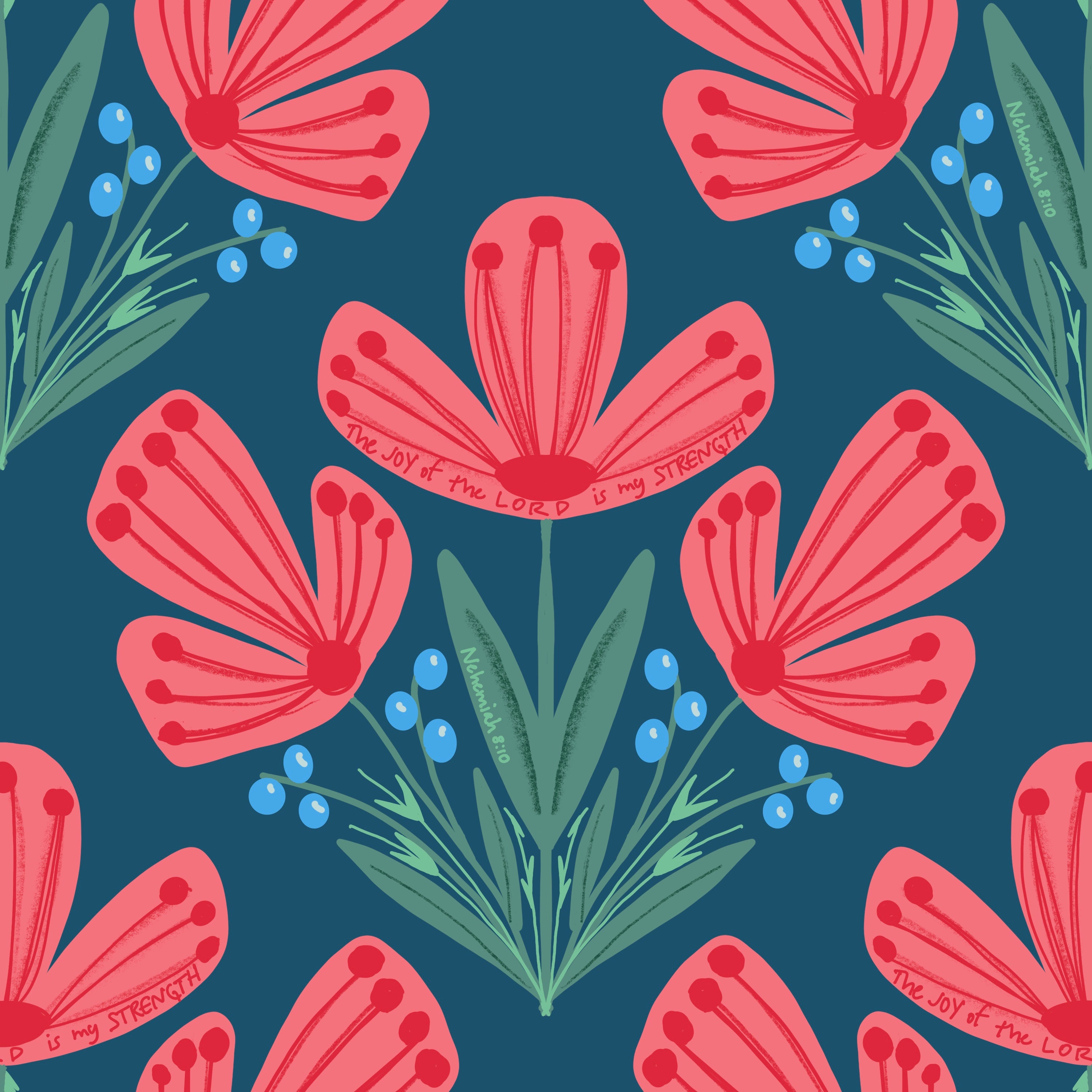 Bible verse fabric; scripture fabric The Joy of the Lord is my Strength Nehemiah 8:10