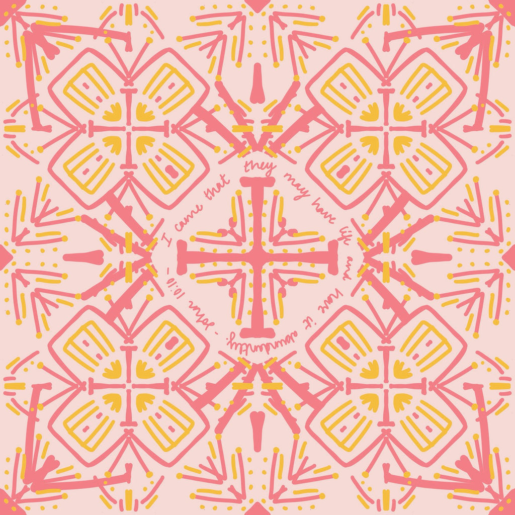 NEW!  Florence Square Tablecloth (John 10:10)