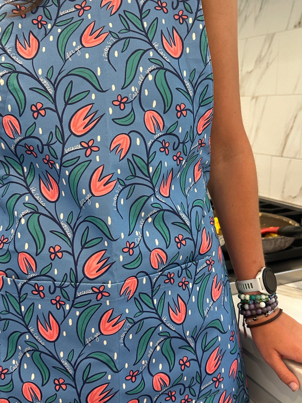apron with bible verse fabric